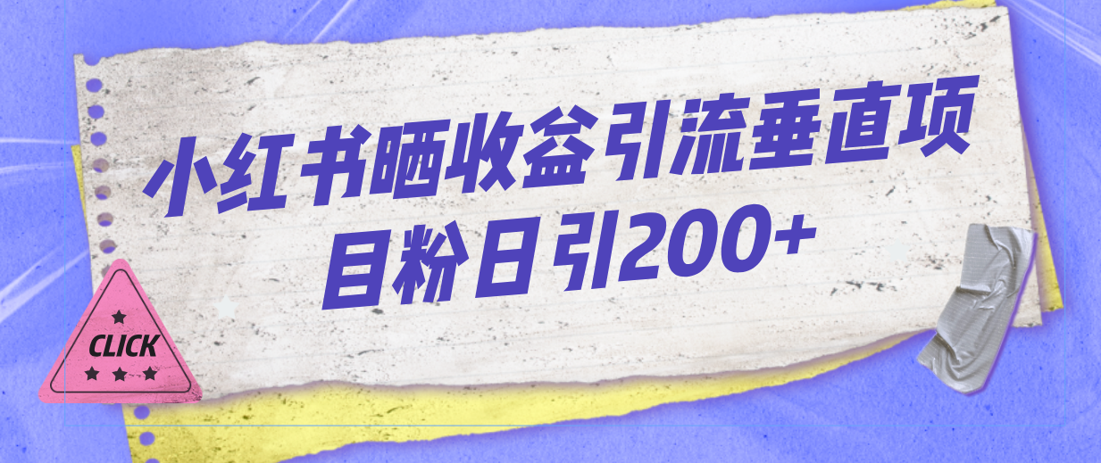 小红书晒收益图引流垂直项目粉日引200+_111创业网-互联网轻创第一站