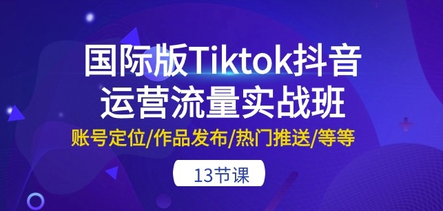 国际版Tiktok抖音运营流量实战班：账号定位/作品发布/热门推送/等等-13节_111创业网-互联网轻创第一站