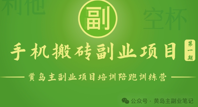 手机搬砖小副业项目训练营1.0，实测1小时收益50+，一部手机轻松日入100+_111创业网-互联网轻创第一站