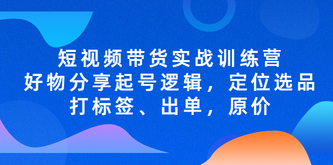 短视频带货实战训练营，好物分享起号逻辑，定位选品打标签、出单，原价_111创业网-互联网轻创第一站