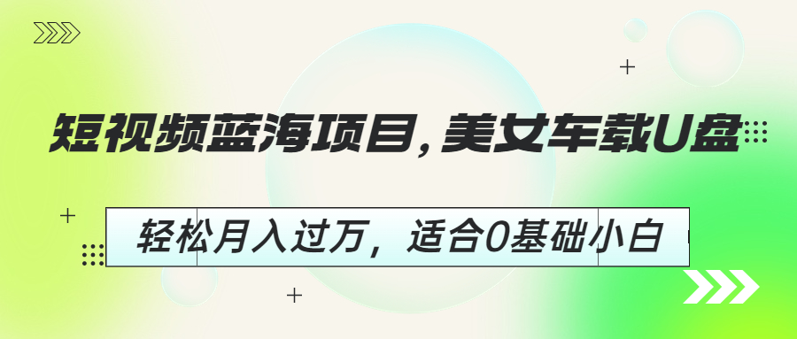 短视频蓝海项目，美女车载U盘，轻松月入过万，适合0基础小白_111创业网-互联网轻创第一站