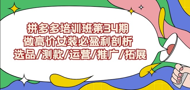 拼多多培训班第34期：做高价女装必盈利剖析选品/测款/运营/推广/拓展_111创业网-互联网轻创第一站