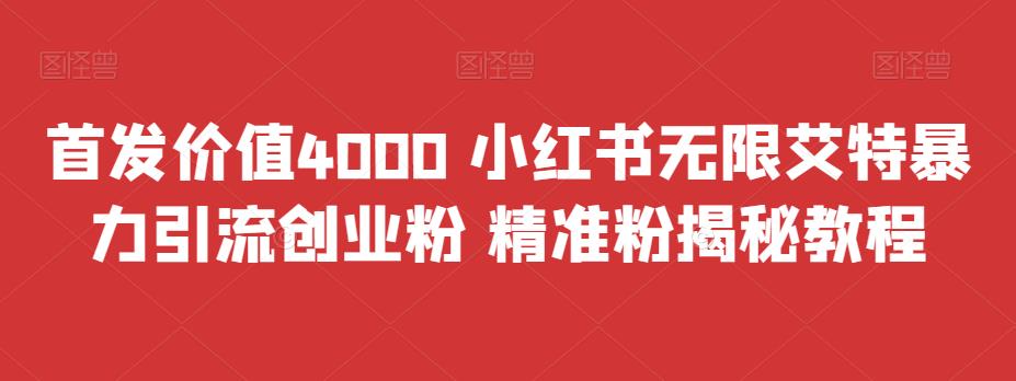 首发价值4000 小红书无限艾特暴力引流创业粉 精准粉揭秘教程_111创业网-互联网轻创第一站
