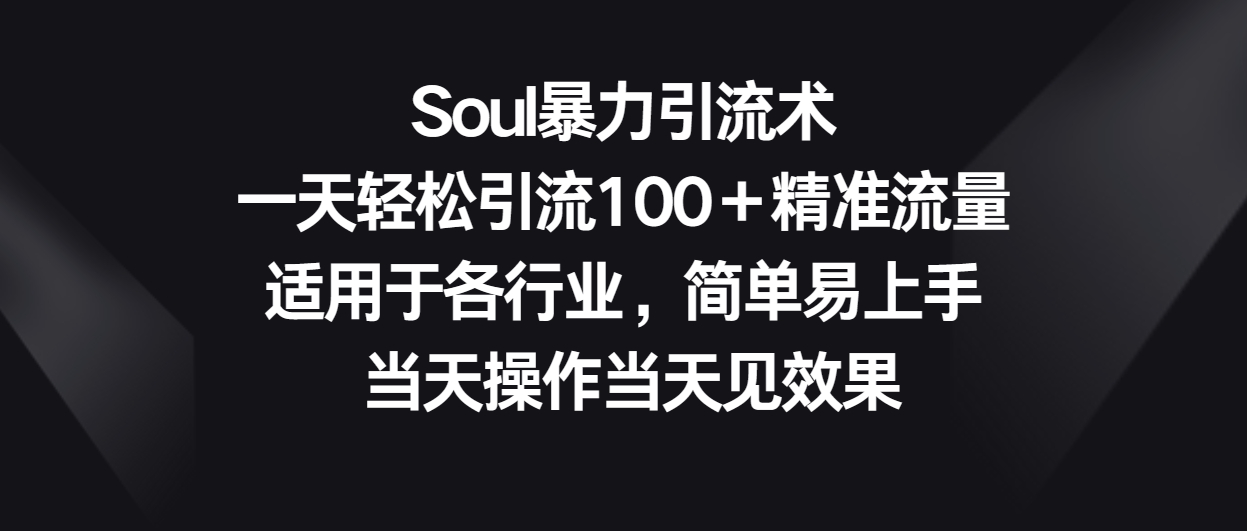 Soul暴力引流术，一天轻松引流100＋精准流量，适用于各行业，简单易上手！_111创业网-互联网轻创第一站