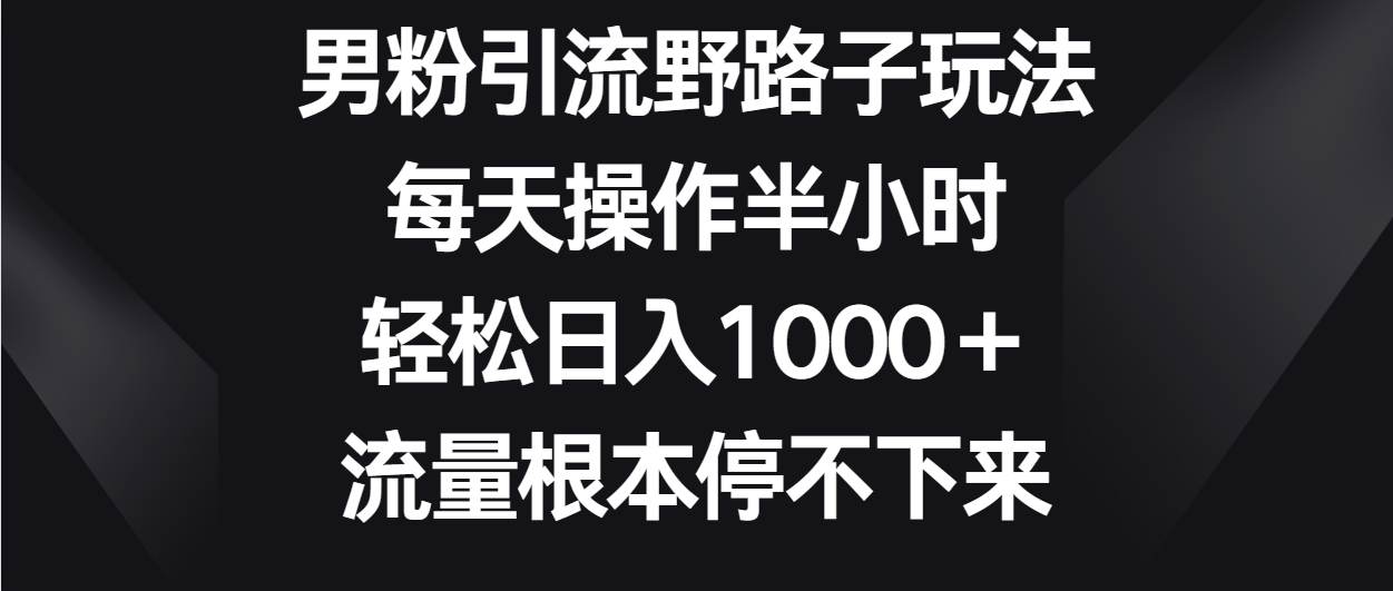 男粉引流野路子玩法，每天操作半小时轻松日入1000＋，流量根本停不下来_111创业网-互联网轻创第一站