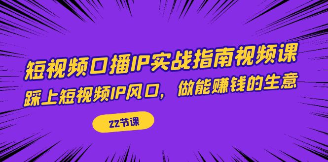 短视频口播IP实战指南视频课，踩上短视频IP风口，做能赚钱的生意（22节课）_111创业网-互联网轻创第一站