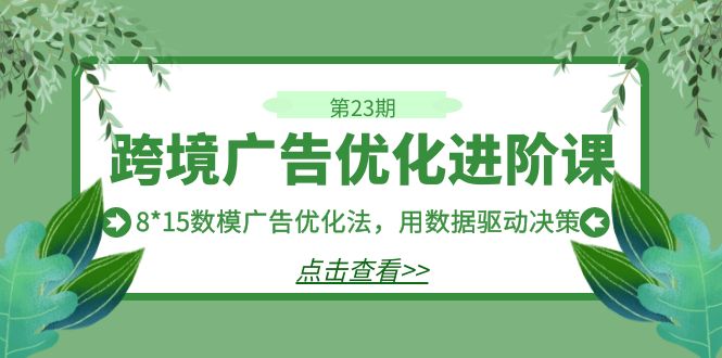 跨境广告·优化进阶课·第23期，8*15数模广告优化法，用数据驱动决策_111创业网-互联网轻创第一站