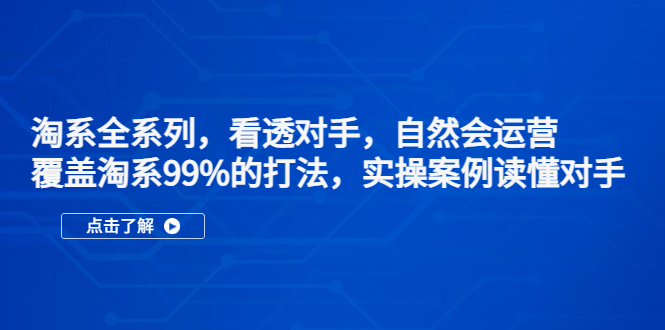 淘系全系列，看透对手，自然会运营，覆盖淘系99%·打法，实操案例读懂对手_111创业网-互联网轻创第一站