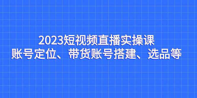2023短视频直播实操课，账号定位、带货账号搭建、选品等_111创业网-互联网轻创第一站