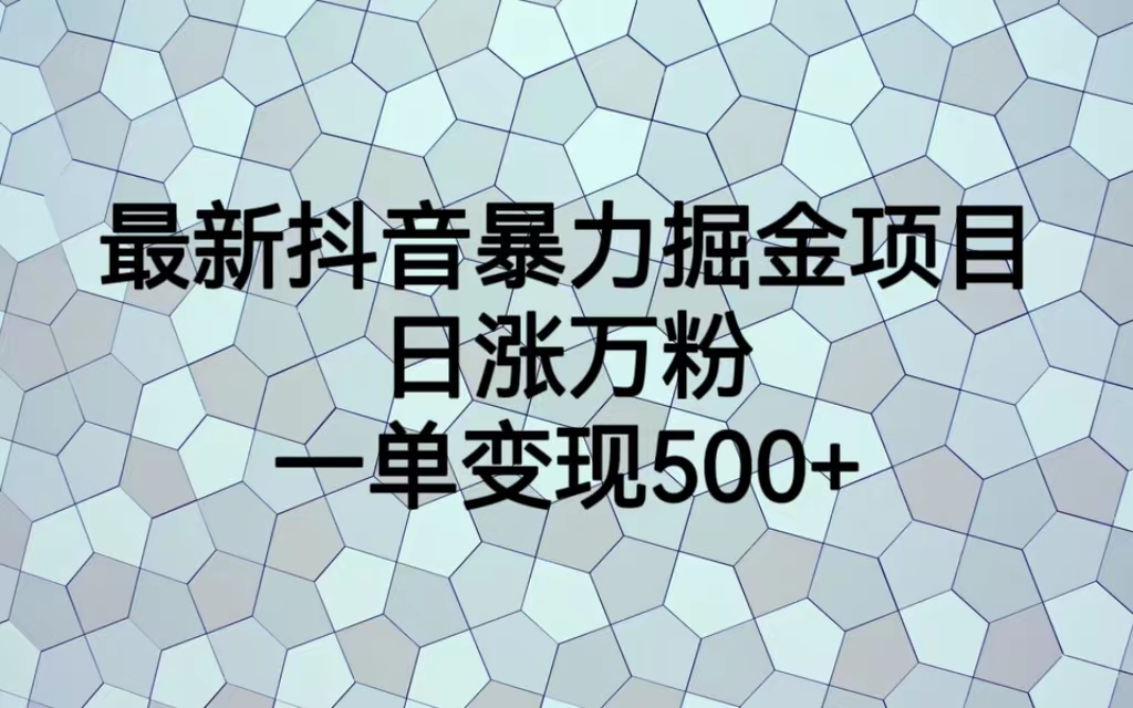 最火热的抖音暴力掘金项目，日涨万粉，多种变现方式，一单变现可达500+_111创业网-互联网轻创第一站
