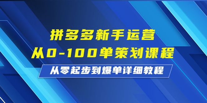 拼多多新手运营从0-100单策划课程，从零起步到爆单详细教程_111创业网-互联网轻创第一站