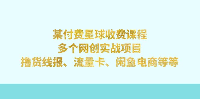 某付费星球课程：多个网创实战项目，撸货线报、流量卡、闲鱼电商等等_111创业网-互联网轻创第一站