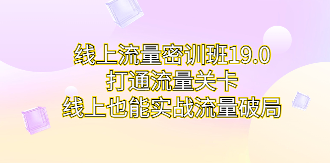 线上流量密训班19.0，打通流量关卡，线上也能实战流量破局_111创业网-互联网轻创第一站