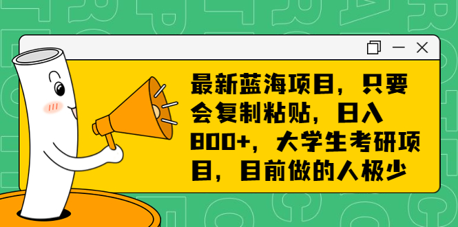 最新蓝海项目，只要会复制粘贴，日入800+，大学生考研项目，目前做的人极少_111创业网-互联网轻创第一站