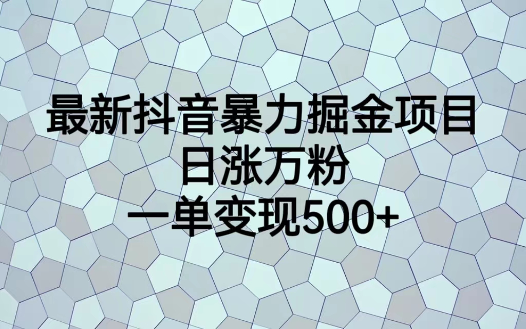 最新抖音暴力掘金项目，日涨万粉，一单变现500+_111创业网-互联网轻创第一站