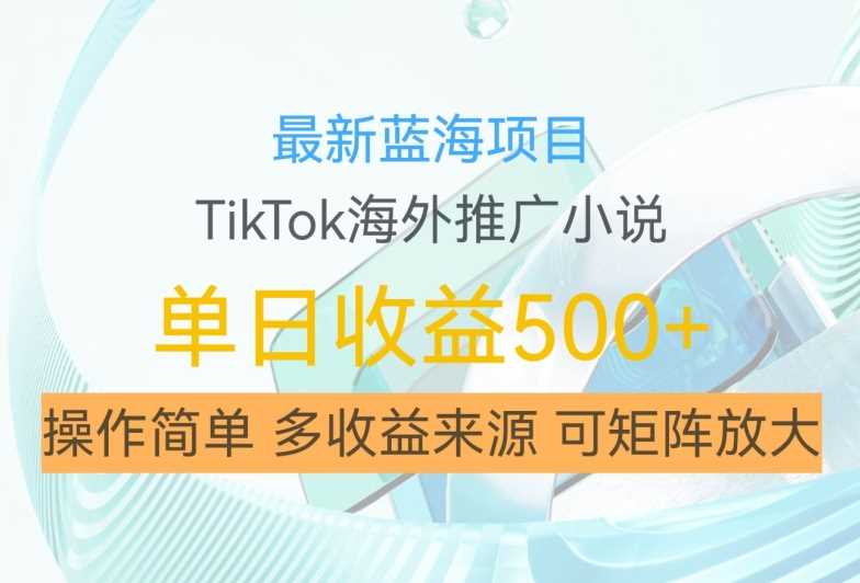 最新蓝海项目，利用tiktok海外推广小说赚钱佣金，简单易学，日入500+，可矩阵放大【揭秘】_111创业网-互联网轻创第一站