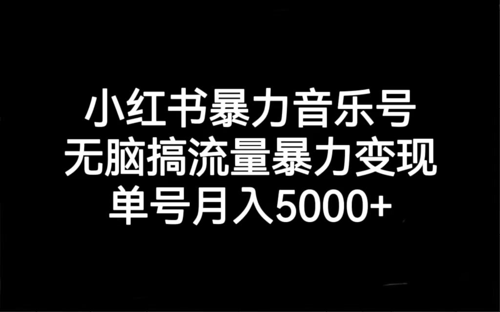 小红书暴力音乐号，无脑搞流量暴力变现，单号月入5000+_111创业网-互联网轻创第一站