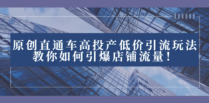 2023直通车高投产低价引流玩法，教你如何引爆店铺流量！_111创业网-互联网轻创第一站
