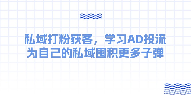 （10728期）某收费课：私域打粉获客，学习AD投流，为自己的私域囤积更多子弹_111创业网-互联网轻创第一站