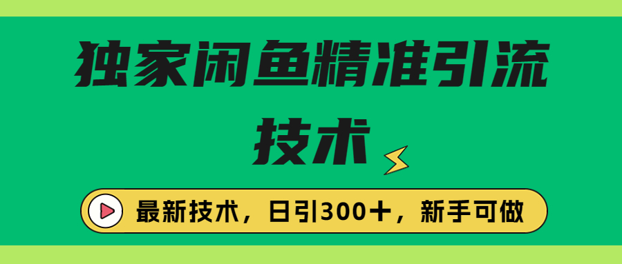 独家闲鱼引流技术，日引300＋实战玩法_111创业网-互联网轻创第一站