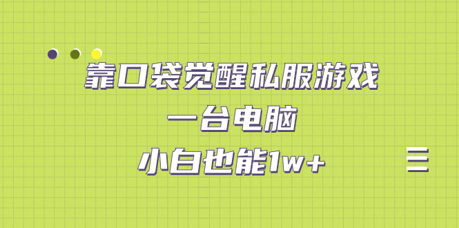 靠口袋觉醒私服游戏，一台电脑，小白也能1w+（教程+工具+资料）_111创业网-互联网轻创第一站
