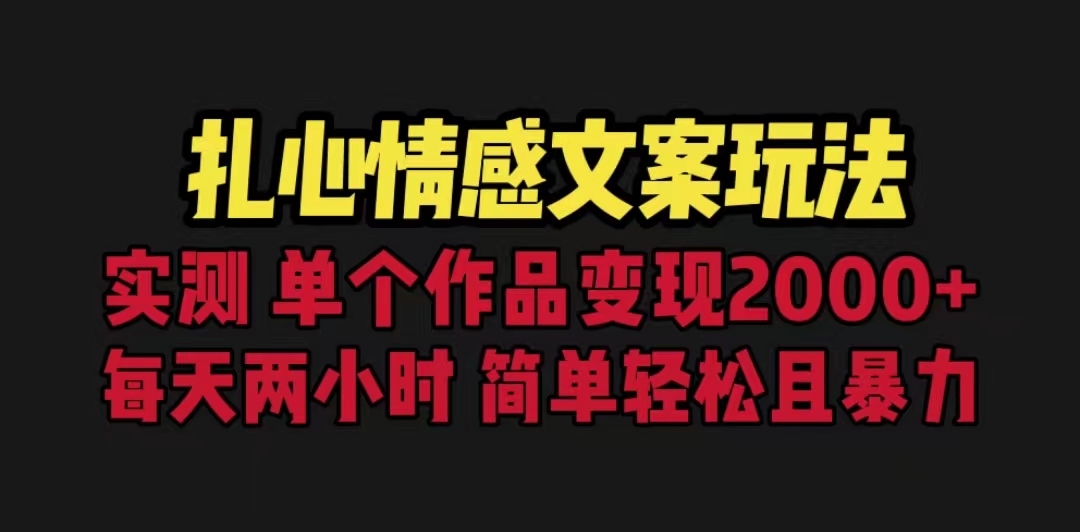 扎心情感文案玩法，单个作品变现5000+，一分钟一条原创作品，流量爆炸_111创业网-互联网轻创第一站