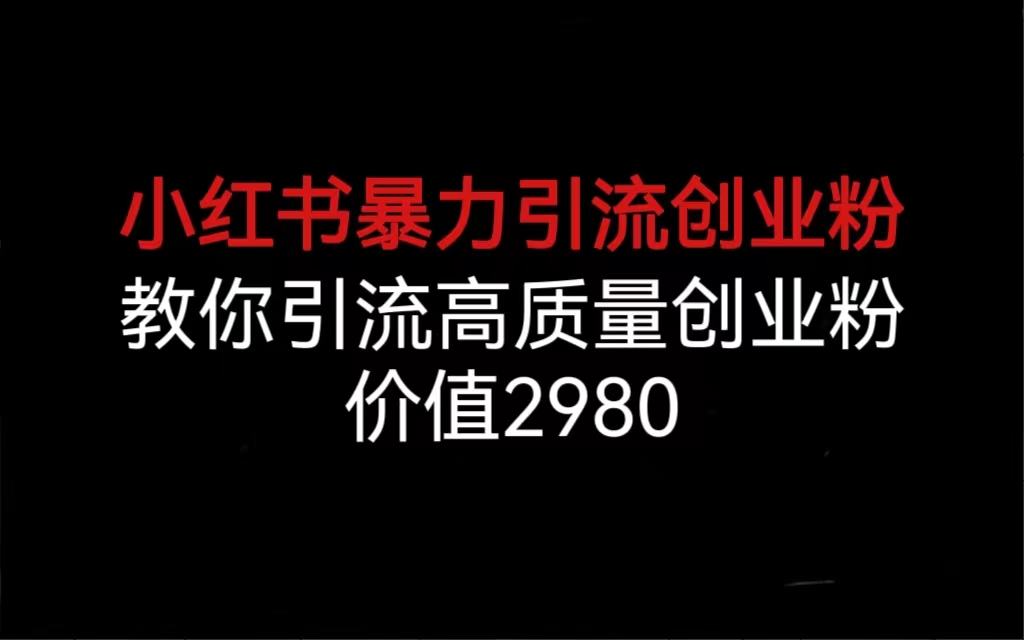 小红书暴力引流创业粉，教你引流高质量创业粉，价值2980_111创业网-互联网轻创第一站