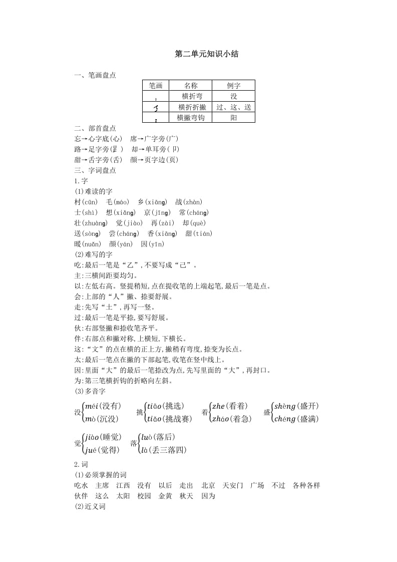 一年级语文下册第二单元知识小结_111创业网-互联网轻创第一站