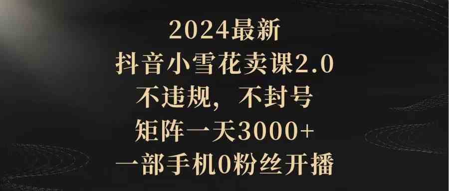 （9639期）2024最新抖音小雪花卖课2.0 不违规 不封号 矩阵一天3000+一部手机0粉丝开播_111创业网-互联网轻创第一站