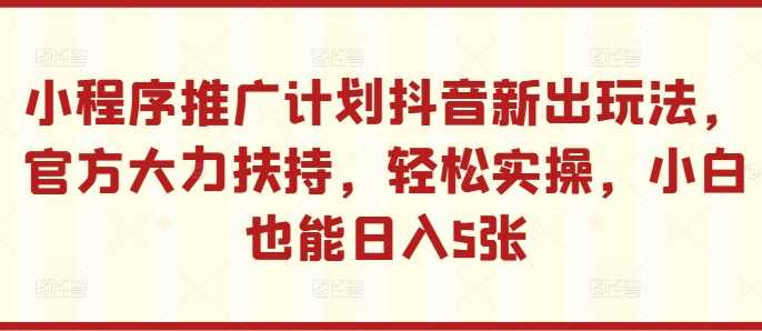 小程序推广计划抖音新出玩法，官方大力扶持，轻松实操，小白也能日入5张【揭秘】_111创业网-互联网轻创第一站