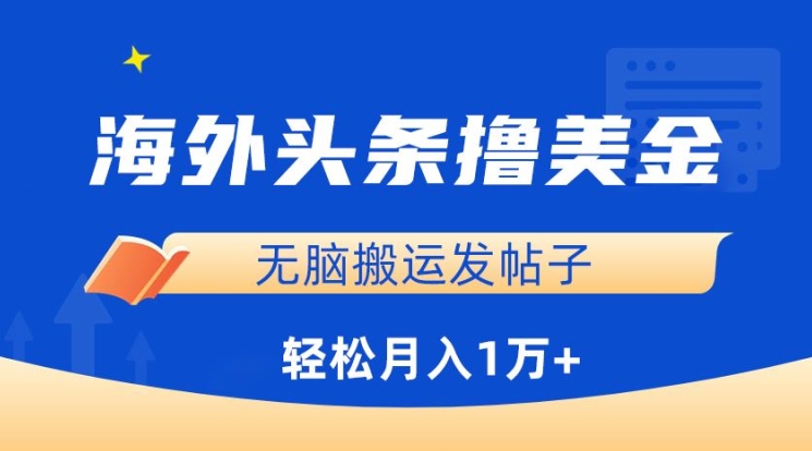 海外头条撸美金，无脑搬运发帖子，月入1万+，小白轻松掌握_111创业网-互联网轻创第一站