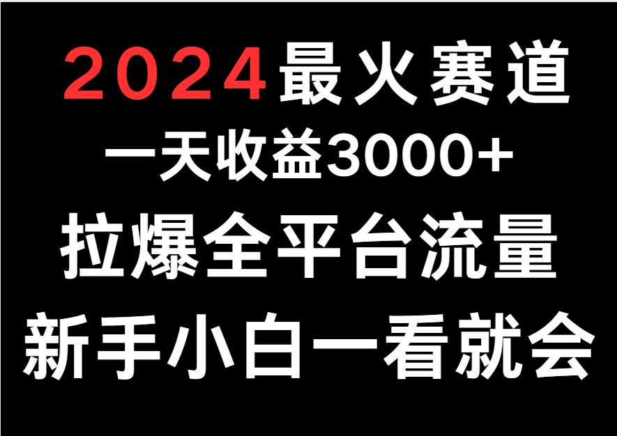 2024最火赛道，一天收一3000+.拉爆全平台流量，新手小白一看就会_111创业网-互联网轻创第一站