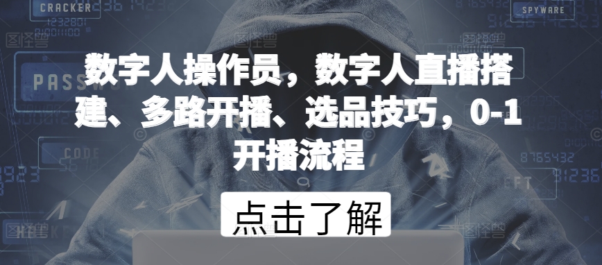 数字人操作员，数字人直播搭建、多路开播、选品技巧，0-1开播流程_111创业网-互联网轻创第一站