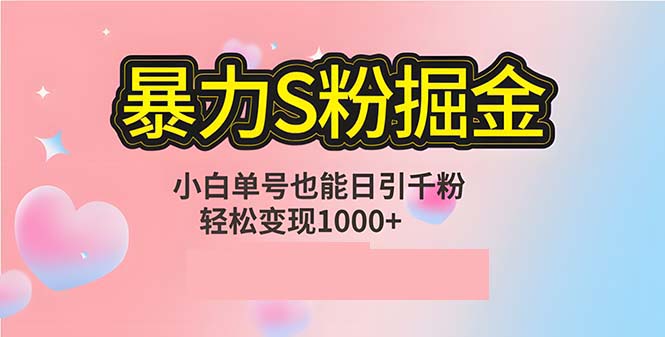 单人单机日引千粉，变现1000+，S粉流量掘金计划攻略_111创业网-互联网轻创第一站