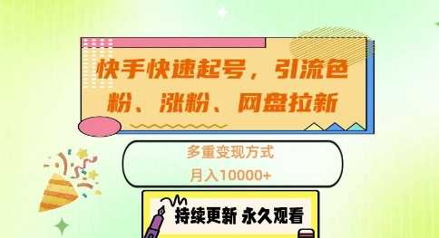 快手快速起号，引流s粉、涨粉、网盘拉新多重变现方式，月入1w【揭秘】_111创业网-互联网轻创第一站