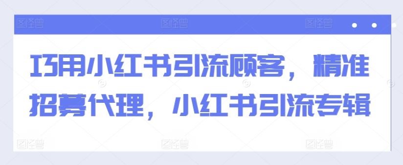 巧用小红书引流顾客，精准招募代理，小红书引流专辑_111创业网-互联网轻创第一站