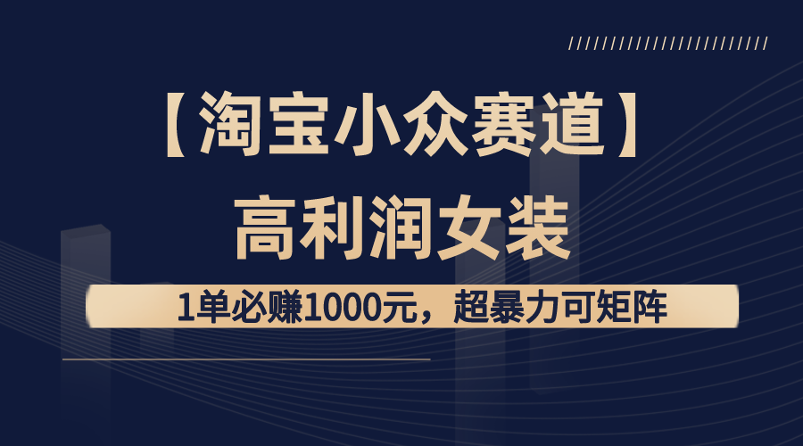 【淘宝小众赛道】高利润女装：1单必赚1000元，超暴力可矩阵_111创业网-互联网轻创第一站