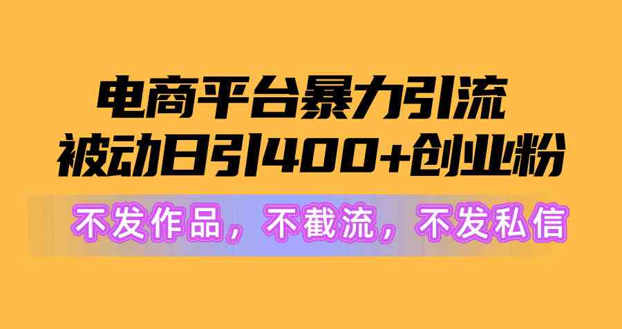 （10168期）电商平台暴力引流,被动日引400+创业粉不发作品，不截流，不发私信_111创业网-互联网轻创第一站