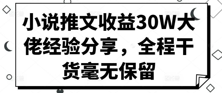 小说推文收益30W大佬经验分享，全程干货毫无保留_111创业网-互联网轻创第一站