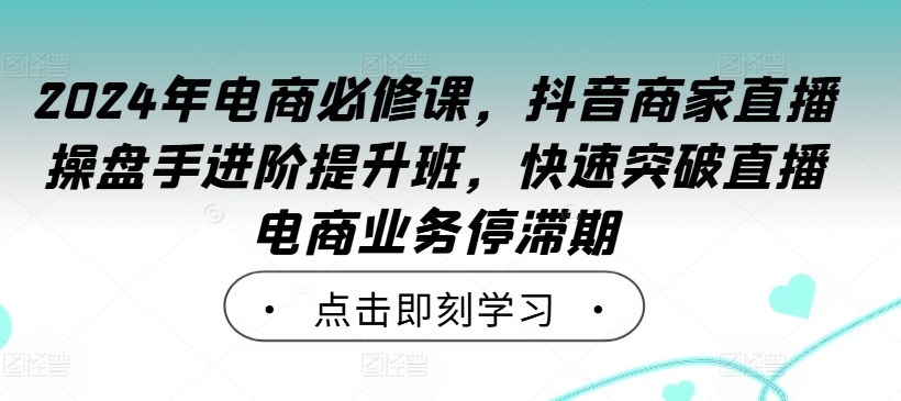 2024年电商必修课，抖音商家直播操盘手进阶提升班，快速突破直播电商业务停滞期_111创业网-互联网轻创第一站