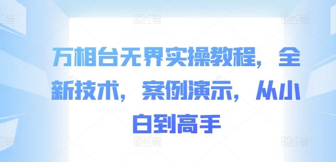 万相台无界实操教程，全新技术，案例演示，从小白到高手_111创业网-互联网轻创第一站