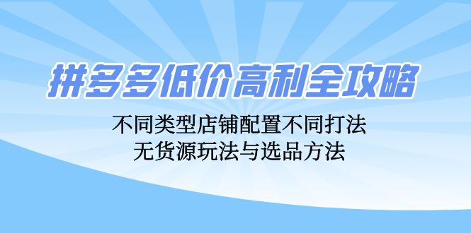（12897期）拼多多低价高利全攻略：不同类型店铺配置不同打法，无货源玩法与选品方法_111创业网-互联网轻创第一站