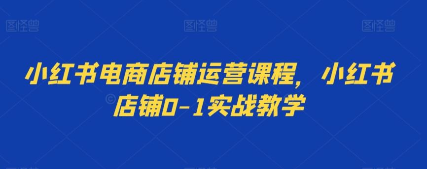 小红书电商店铺运营课程，小红书店铺0-1实战教学_111创业网-互联网轻创第一站