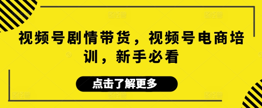 视频号剧情带货，视频号电商培训，新手必看_111创业网-互联网轻创第一站