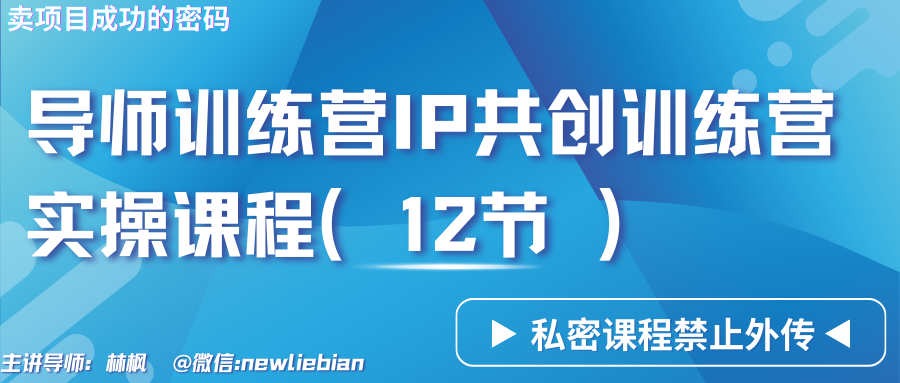 导师训练营3.0IP共创训练营私密实操课程（12节）-卖项目的密码成功秘诀_111创业网-互联网轻创第一站