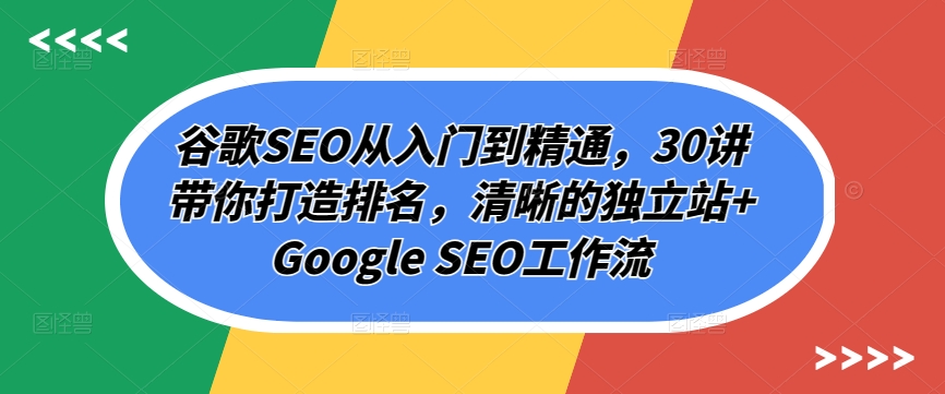 谷歌SEO从入门到精通，30讲带你打造排名，清晰的独立站+Google SEO工作流_111创业网-互联网轻创第一站