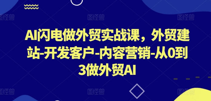 AI闪电做外贸实战课，​外贸建站-开发客户-内容营销-从0到3做外贸AI_111创业网-互联网轻创第一站