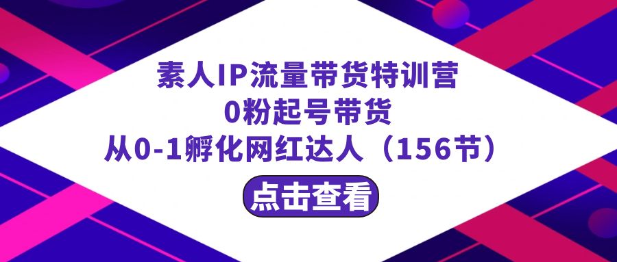 繁星·计划素人IP流量带货特训营：0粉起号带货 从0-1孵化网红达人（156节）_111创业网-互联网轻创第一站