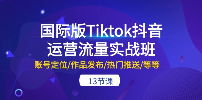 国际版Tiktok抖音运营流量实战班：账号定位/作品发布/热门推送/等等（13节）_111创业网-互联网轻创第一站