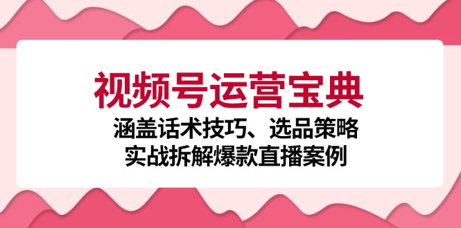 视频号运营宝典：涵盖话术技巧、选品策略、实战拆解爆款直播案例_111创业网-互联网轻创第一站
